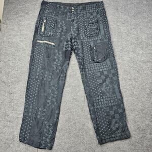 Pete & Greta Cargo Pants Womens 14 Embroidered Eyelet Utility Lace Lagenlook